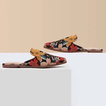 Tilocow Mules for Women Flats Pointed Toe Slip On Backless Loafers Flat Mule Business Casual Shoes Slides