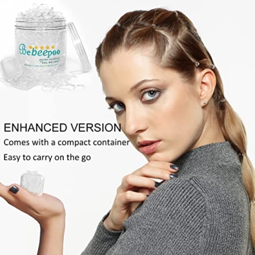 Clear Hair Elastics, BEBEEPOO 2000pcs Mini Rubber Bands for Hair, Clear Mini Elastic Hair Ties with Small Box, Soft Small Hair Tties for Girls Kids Women