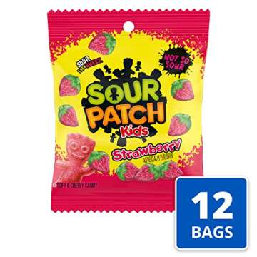 SOUR PATCH KIDS Strawberry Soft & Chewy Candy, Bulk Candy, 12 - 3.6 oz Bags