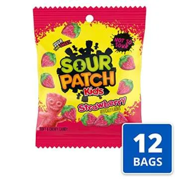 SOUR PATCH KIDS Strawberry Soft & Chewy Candy, Bulk Candy, 12 - 3.6 oz Bags