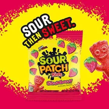 SOUR PATCH KIDS Strawberry Soft & Chewy Candy, Bulk Candy, 12 - 3.6 oz Bags
