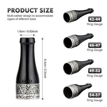 Scotte Cigar Mouthpiece for Men and Women Portable 4 Size Cigar Holder Set with Gift Box (Black and ...