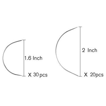 Boao 50 Pcs Hair Needles Curved Hair Extension Needles for Sewing Wig Making, Carpet Leather, Canvas...