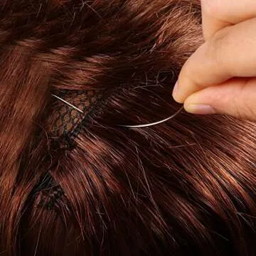 Boao 50 Pcs Hair Needles Curved Hair Extension Needles for Sewing Wig Making, Carpet Leather, Canvas Repairing, Modelling and Crafts, Small and Big