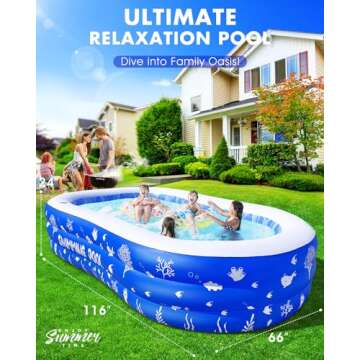 Inflatable Swimming Pool with Seats, Oversized Thickened Blow Up Pool,Family Swimming Pool|Backyard ...