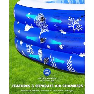 Inflatable Swimming Pool with Seats, Oversized Thickened Blow Up Pool,Family Swimming Pool|Backyard Pool for Kids and Adults,116"x66"x24'' Above Ground Pool,Large Kiddie Pool for Toddlers,Outdoor