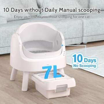 AutoScooper 11 Self Cleaning Litter Box, Removal Smart Litter Box wirh Open-Top Design, Automatic Cat Litter Box with Liners and Mat Included, White (Manufacturer by PETPIVOT INC)