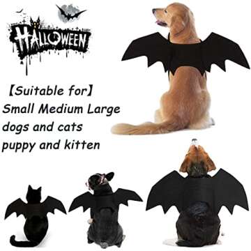 Brocarp Dog Bat Costume, Halloween Pet Costumes Dog Bat Wings, Cosplay Cat Dog Costume Party Clothes Funny Outfit Cool Apparel for Small Medium Large Dogs Cats (L)