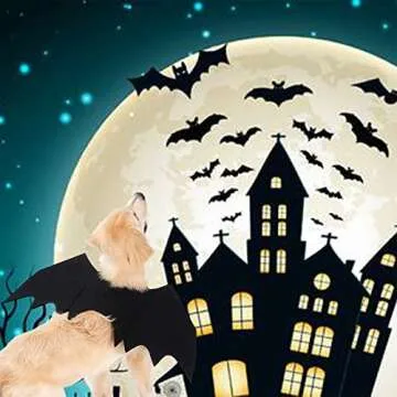 Brocarp Dog Bat Costume, Halloween Pet Costumes Dog Bat Wings, Cosplay Cat Dog Costume Party Clothes Funny Outfit Cool Apparel for Small Medium Large Dogs Cats (L)