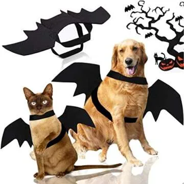 Brocarp Dog Bat Costume, Halloween Pet Costumes Dog Bat Wings, Cosplay Cat Dog Costume Party Clothes Funny Outfit Cool Apparel for Small Medium Large Dogs Cats (L)