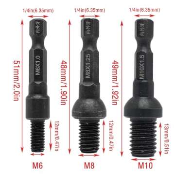 3 Pcs Threaded Insert Driver,Threaded inserts for wood mounting tools(1/4 Inch Drive,M6/M8/M10)