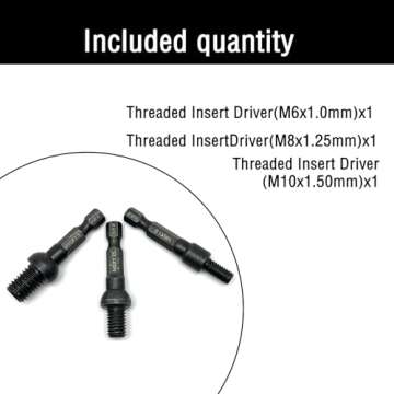 3 Pcs Threaded Insert Driver,Threaded inserts for wood mounting tools(1/4 Inch Drive,M6/M8/M10)