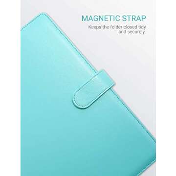 Clipboard Folder Padfolio Clipboard, Writing Portfolio Faux Leather Clipboard with Cover for Legal Pad Holder Letter Size A4 8.5 x 11 for Business Conference Notepad Clip Boards (Pale Turquoise)