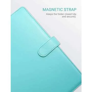 Clipboard Folder Padfolio Clipboard, Writing Portfolio Faux Leather Clipboard with Cover for Legal Pad Holder Letter Size A4 8.5 x 11 for Business Conference Notepad Clip Boards (Pale Turquoise)
