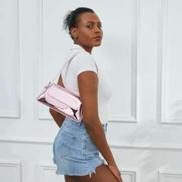 DIVCIDLC Crossbody Shoulder Bag Purse for Women, Evening Bag Y2K Purse Sparkly Sliver Clutch Handbag...