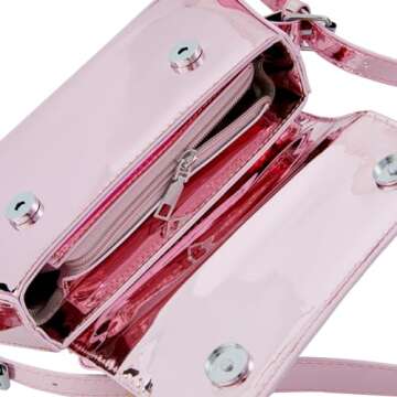 DIVCIDLC Crossbody Shoulder Bag Purse for Women, Evening Bag Y2K Purse Sparkly Sliver Clutch Handbag, Metallic Purse Satchel, A Purple