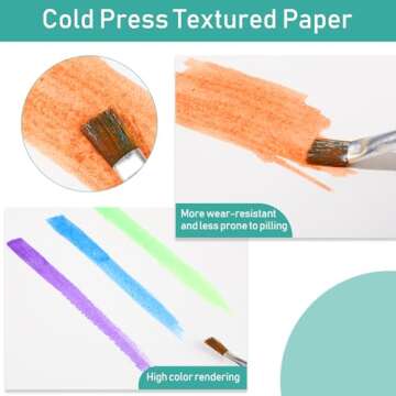 TecUnite 60 Sheets Watercolor Paper Pad Bulk, Hot Press Water Color Pad for Painting Wet Media, Acid-Free 110 Lb/230 GSM Art Drawing Paper for Artists Students Adults(9 x 6 Inch)