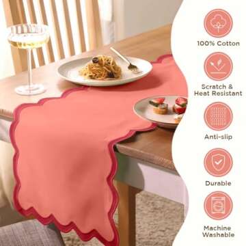 Folkulture Valentine's Day Table Runners 90 Inches Long for Table Decor, 100% Cotton Quilted Table R...