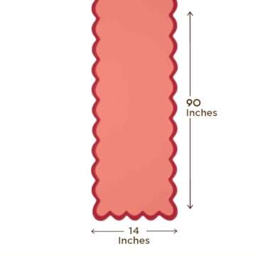 Folkulture Valentine's Day Table Runners 90 Inches Long for Table Decor, 100% Cotton Quilted Table Runner Outdoor, Rustic Dining Table Runner or Scalloped Table Runner