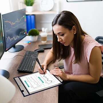 Scribbledo 6 Pack Dry Erase Pockets Black Plastic Sleeves for Paper Heavy Duty Clear Pocket Sleeves Dry Erase Pocket Sleeves Teacher Supplies for Classroom School Office Work Warehouse Ticket Holders