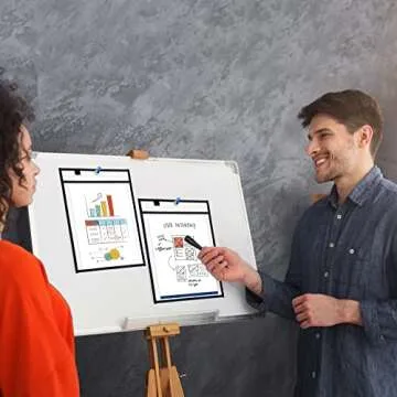 Scribbledo 6 Pack Dry Erase Pockets Black Plastic Sleeves for Paper Heavy Duty Clear Pocket Sleeves Dry Erase Pocket Sleeves Teacher Supplies for Classroom School Office Work Warehouse Ticket Holders