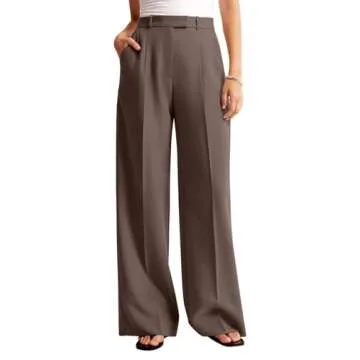 NIMIN Women Wide Leg Pants High Waisted Dressy Work Office Trousers Business Casual Palazzo Pants 2025 Fashion Outfits with Pockets Tawny Small