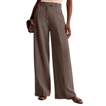 NIMIN Women Wide Leg Pants High Waisted Dressy Work Office Trousers Business Casual Palazzo Pants 2025 Fashion Outfits with Pockets Tawny Small