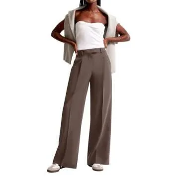 NIMIN Women Wide Leg Pants High Waisted Dressy Work Office Trousers Business Casual Palazzo Pants 2025 Fashion Outfits with Pockets Tawny Small