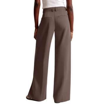 NIMIN Women Wide Leg Pants High Waisted Dressy Work Office Trousers Business Casual Palazzo Pants 2025 Fashion Outfits with Pockets Tawny Small