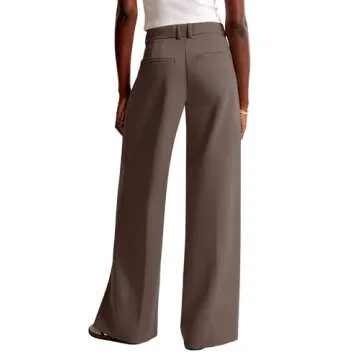 NIMIN Women Wide Leg Pants High Waisted Dressy Work Office Trousers Business Casual Palazzo Pants 2025 Fashion Outfits with Pockets Tawny Small