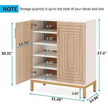 Tribesigns Shoe Cabinet with Doors, 20 Pairs Entryway Shoe Storage Cabinet with Shelves, 5-Tier Mode...