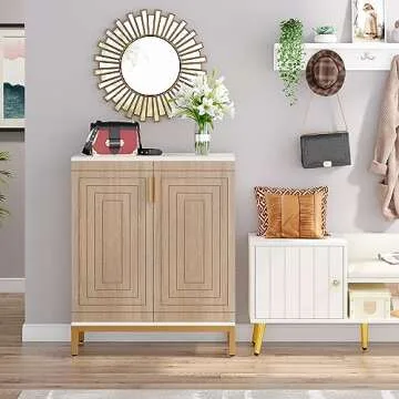 Tribesigns Shoe Cabinet with Doors, 20 Pairs Entryway Shoe Storage Cabinet with Shelves, 5-Tier Modern Free Standing Shoe Racks Storage Organizer for Closet, Living Room, Bedroom(White/Natural)