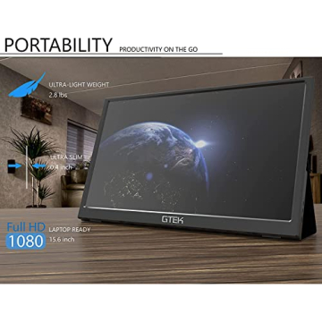 GTek 15.8" IPS Full HD Portable Monitor with Speaker