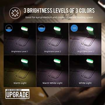 EGWASER USB Clip-on Book Light - Adjustable Brightness