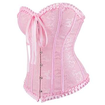 Haorugut Pink Corset Top Renaissance Corset Plus Size Vintage Corsets Bustiers Overbust 6XL