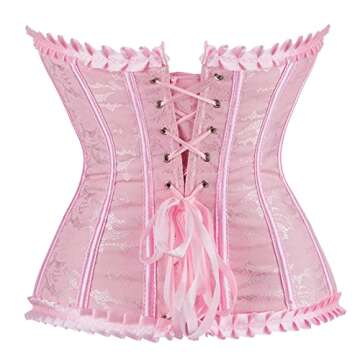 Haorugut Pink Corset Top Renaissance Corset Plus Size Vintage Corsets Bustiers Overbust 6XL