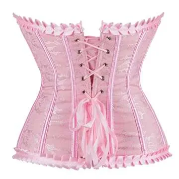 Haorugut Pink Corset Top Renaissance Corset Plus Size Vintage Corsets Bustiers Overbust 6XL