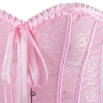 Haorugut Pink Corset Top Renaissance Corset Plus Size Vintage Corsets Bustiers Overbust 6XL