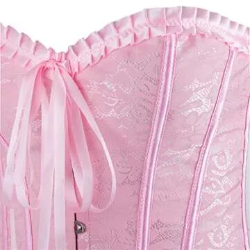 Haorugut Pink Corset Top Renaissance Corset Plus Size Vintage Corsets Bustiers Overbust 6XL