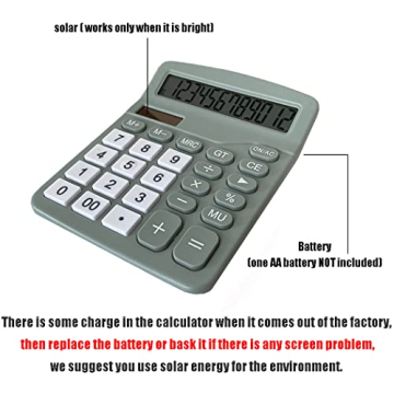 MIEDEON Mint Green 12-Digit Solar Calculator for Office