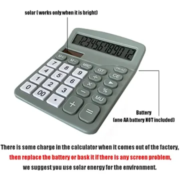 MIEDEON Mint Green 12-Digit Solar Calculator for Office
