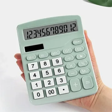 MIEDEON Mint Green 12-Digit Solar Calculator for Office