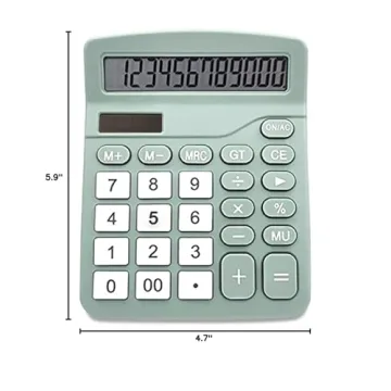 MIEDEON Mint Green 12-Digit Solar Calculator for Office