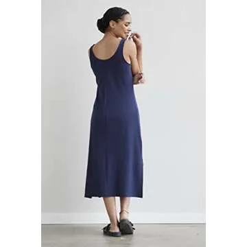 Fair Indigo Women's 100% Organic Pima Cotton Midi Tank Dress