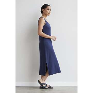 Fair Indigo Women's 100% Organic Pima Cotton Midi Tank Dress