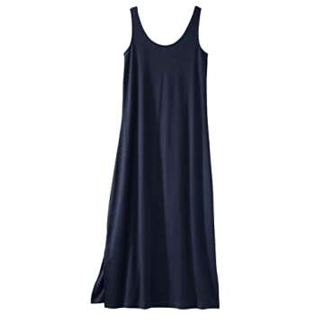 Fair Indigo Women's 100% Organic Pima Cotton Midi Tank Dress