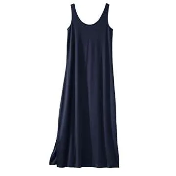 Fair Indigo Women's 100% Organic Pima Cotton Midi Tank Dress