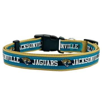 Pets First NFL Jacksonville Jaguars Licensed PET COLLAR, Large - Heavy-Duty, Strong, and Durable Dog...