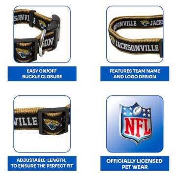 Pets First NFL Jacksonville Jaguars Licensed PET COLLAR, Large - Heavy-Duty, Strong, and Durable Dog Collar. Available in 31 Football Teams and 4 Sizes