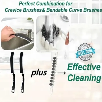 Crevice Cleaning Brush Hard Bristle Grout Brush Scrub Brush Toilet Brush Cleaning Tools Cleaning Supplies for Household Use Bathroom Kitchen 3 Pcs (Black&White)